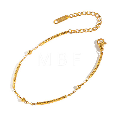 304 Stainless Steel Textured Curved Tube Link Chain Bracelets for Women QF6851-1