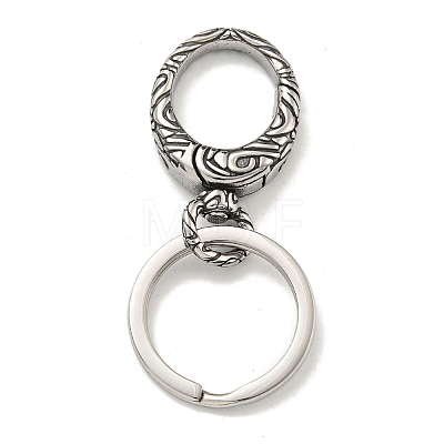 Tibetan Style 316 Surgical Stainless Steel Fittings with 304 Stainless Steel Key Ring FIND-Q101-15AS-1