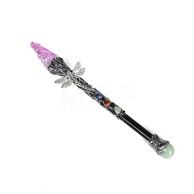 Natural Quartz & Metal Dragonfly Magic Wand PW-WG28313-02-1