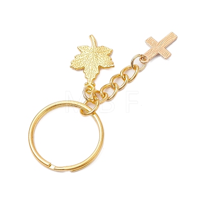 Maple Leaf & Cross Alloy Enamel Charm Keychains KEYC-JKC00985-02-1