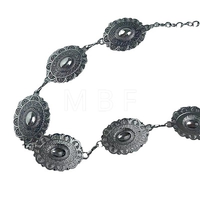 Tibetan Style Zinc Alloy & Iron Oval Link Chain Waist Belly Chains WGB4B33-05-1