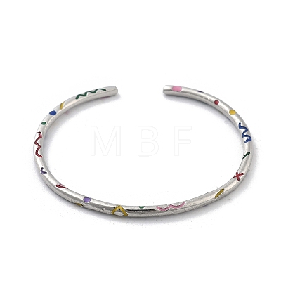 Brass Open Cuff Bangles for Women BJEW-G736-12P-03-1