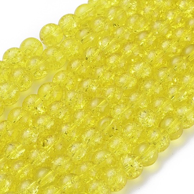 Spray Painted Crackle Glass Beads Strands CCG-Q001-8mm-04-1