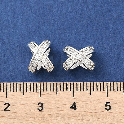 Brass Micro Pave Cubic Zirconia Beads KK-P297-06S-1