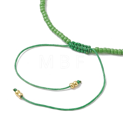 Adjustable Natural Green Aventurine & Seed Braided Bead Bracelets BJEW-JB10181-03-1