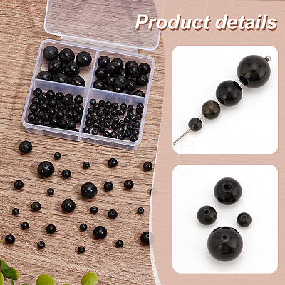   130Pcs 4 Style Natural Obsidian Beads Strands G-PH0002-48-1