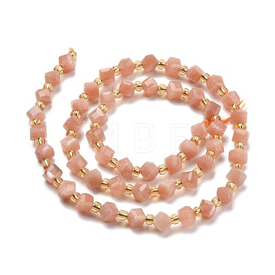Natural Peach Moonstone Beads Strands G-P463-22-1