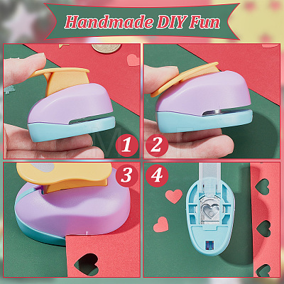 4Pcs 4 Colors Plastic Craft Punch for Scrapbooking & Paper Crafts TOOL-FG0001-11-1