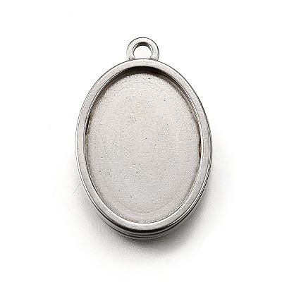 304 Stainless Steel Pendant Cabochon Settings X-STAS-S181-02P-E-1