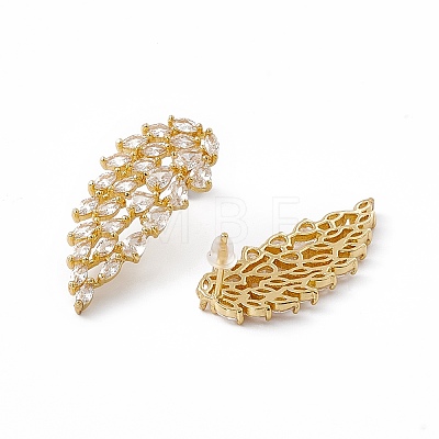 Cubic Zirconia Angel Wing Stud Earrings LS-EJEW-I270-01G-01-1