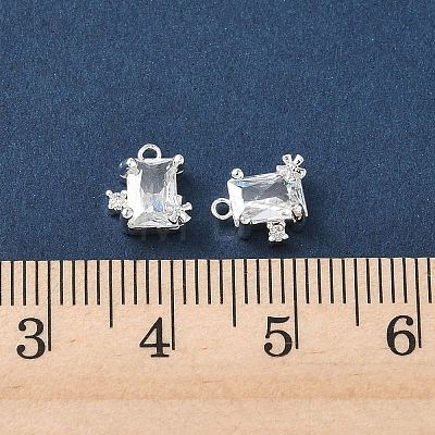 Brass Micro Pave Clear Cubic Zirconia Charms KK-P355-11S-1