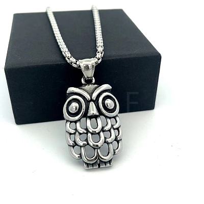 Vintage Gothic Owl Pendant 304 Stainless Steel Men’s Necklaces II3155-1