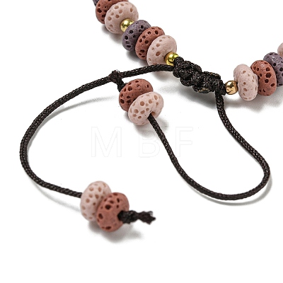 Dyed Natural Lava Rock Rondelle Braided Bead Bracelets BJEW-Z026-01F-1