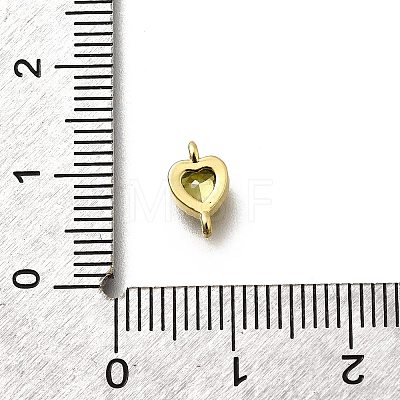 Heart Brass Cubic Zirconia Connector Charms KK-P295-34G-03-1