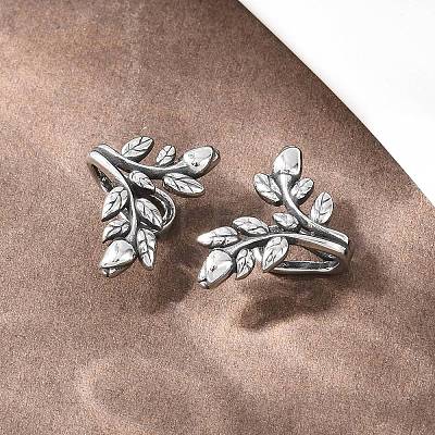 Leaf 316 Stainless Steel Non- Piercing Cartilage Earrings AJEW-C044-09AS-1