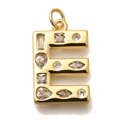 Brass Micro Pave Clear Cubic Zirconia Pendants KK-G521-01G-E-1