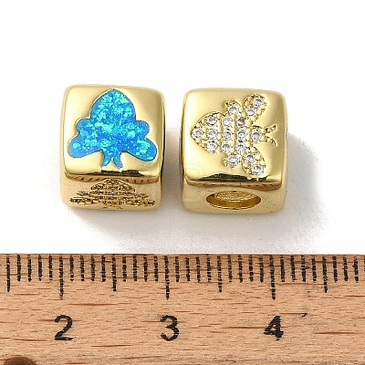 Rack Plating Brass Micro Pave Cubic Zirconia Beads KK-P268-01G-06-1