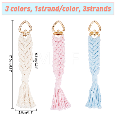 CHGCRAFT 3 Strands 3 Colors Golden Tone Alloy Heart Keychain Clasps AJEW-CA0002-11-1