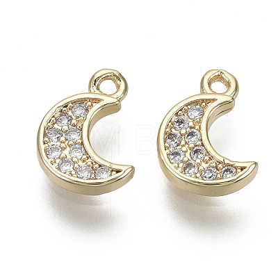 Brass Micro Pave Clear Cubic Zirconia Charms KK-S348-542-NF-1