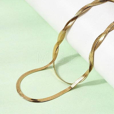 Unisex 304 Stainless Steel Flat Snake Chain Necklaces NJEW-K305-11G-1