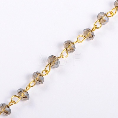 Handmade Rondelle Glass Beads Chains for Necklaces Bracelets Making AJEW-JB00037-1