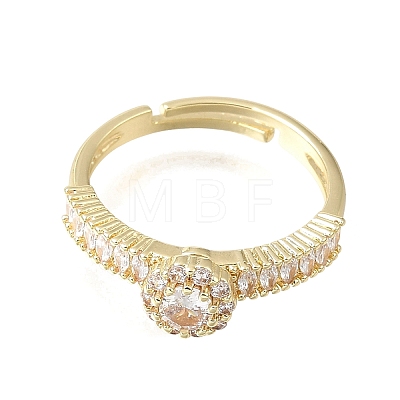 Brass Micro Pave Clear Cubic Zirconia Cuff Open Rings CU-CBA5C10-18G-1