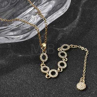 Brass Micro Pave Clear Cubic Zirconia Geometric Pendant Y Tassel Necklaces NJEW-P350-01B-G-1