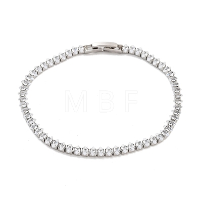 Brass Pave Clear Cubic Zirconia Horse Eye Link Bracelets BJEW-B094-03A-P-1