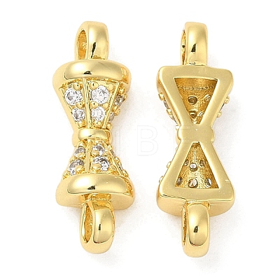 Rack Plating Brass Pave Clear Cubic Zirconia Connector Charms KK-Z028-06G-1