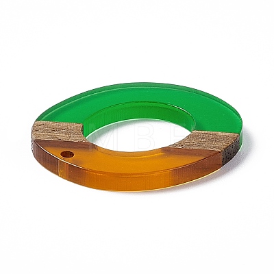 Transparent Resin & Walnut Wood Pendants RESI-M027-01B-1
