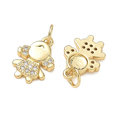 Brass Micro Pave Clear Cubic Zirconia Pendants CU-CBA9AFC-01G-29-1