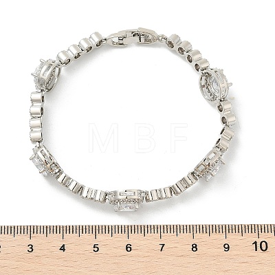 Flat Round Brass Micro Pave Cubic Zirconia Link Chain Bracelets KK-R217-26P-1