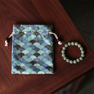 Fish Scales Pattern Cotton Fabric DIY-WH0622-777B-1