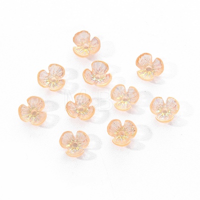 Electroplated 3-petal Flower Resin Cabochons MRMJ-R128-15E-1