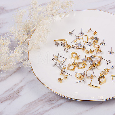 304 Stainless Steel Stud Earring Components STAS-PH0004-09-1