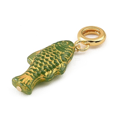 Brass Resin & Enamel European Dangle Charms KK-CBA217A-07G-01-1