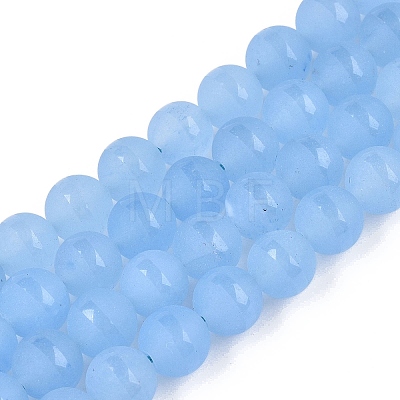 Frosted Natural White Jade Beads Strands G-T138-8mm-209C-1