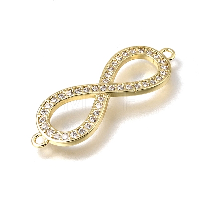 Brass Micro Pave Clear Cubic Zirconia Infinity Links Connector Charms KK-C262-29G-1