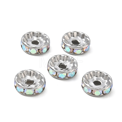 304 Stainless Steel Rhinestone Spacer Beads RB-CBA18B7-01P-18-1