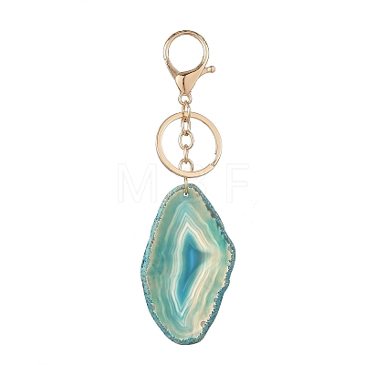 Natural Agate & 304 Stainless Steel Keychain KEYC-JKC01494-1