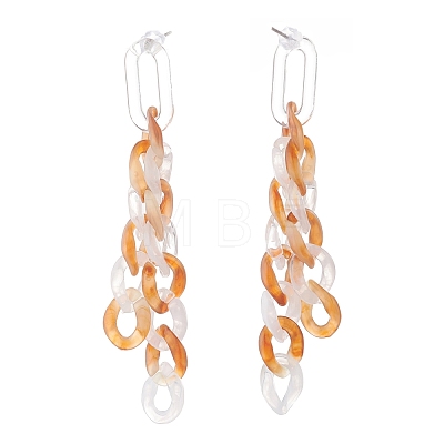 Acrylic Curb Chain Tassel Dangle Stud Earrings for Women EJEW-JE04767-05-1