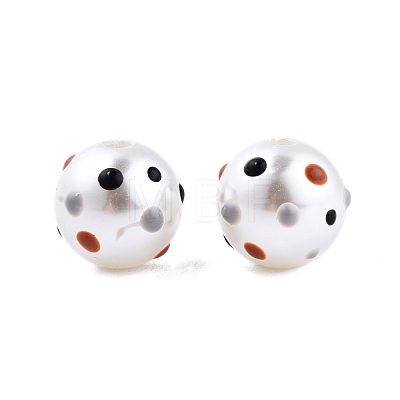 Spot Pattern Opaque ABS Plastic Imitation Pearl Enamel Beads KY-G020-02A-1