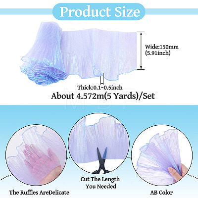 5 Yards Polyester Ruffled Ribbon OCOR-TA0004-06D-1