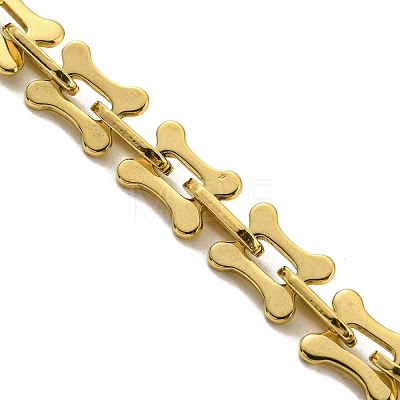 Ion Plating(IP) 304 Stainless Steel Bone Link Chain Bracelets BJEW-D030-13G-1