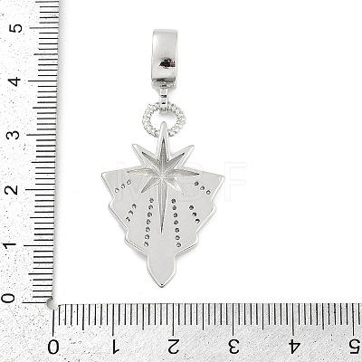 Brass Micro Pave Clear Cubic Zirconia Star European Dangle Charms KK-Z090-02P-1