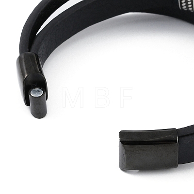 Microfiber Leather Cord Triple Layer Multi-strand Bracelets BJEW-P328-08AS-1