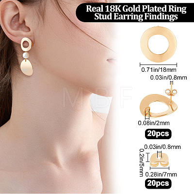 20Pcs Brass Donut Stud Earring Findings KK-BBC0004-87-1
