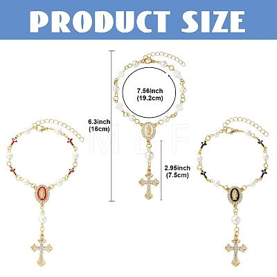 Brass Enamel & Shell Pearl Pendant Decorations HJEW-YW00501-01-1