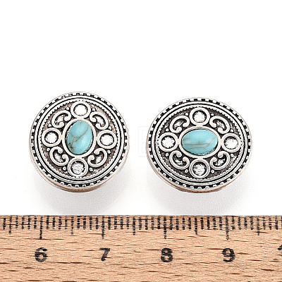 Zinc Metal Alloy & Natural Turquoise Buttons BUTT-WH0057-001A-AS-1