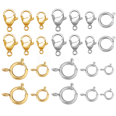 Olycraft 12Pcs 6 Style 304 Stainless Steel Lobster Claw Clasps and 12Pcs 6 Style Spring Ring Clasps STAS-OC0001-10-1